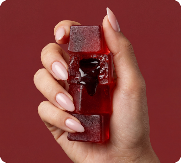 Hand holding a Renew NAD+ gummy
